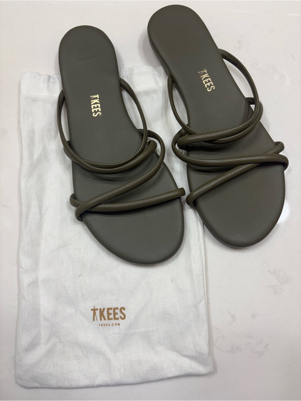 TKEES Olive Strappy Slide Sandals